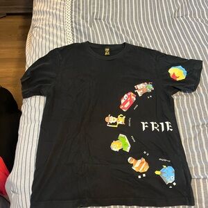 Black Graphic T-Shirt with Colorful Characters